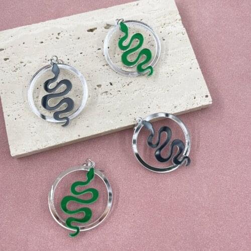 Halloween Goth Acrylic Earrings for Women Vintage Snake Earrings Grey Hollow Out Fashion Jewelry Y2k Gifts Wholesale Brincos