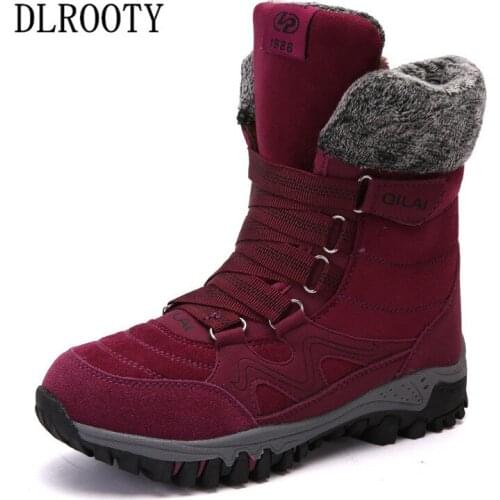 Women Snow Boots Ankle Non-slip Winter Warm Short Plush Outdoor Female Casual Shoes Flats Fashion Platform Plus Size 36-42