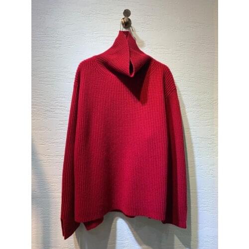 Fashion 2021 new ladies long sleeve sexy casual solid color hem front and rear split cashmere sweater 1109