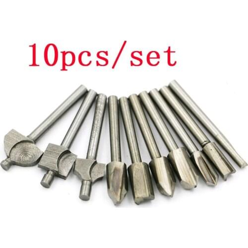 10pcs 3.2mm Shank Mini HSS Router Bit Fit Dremel Foredom Rotary Tool Set Woodworking Knife Edge Repair Carpenter Drill