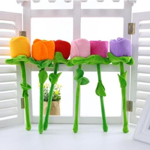 10pcs Cartoon Rose Flower Stuffed Soft Plush Toy Creative Curtain Buckle Home Decoration Christmas Valentines Day Gift For Girl