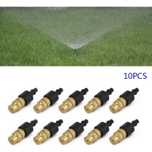 10pcs Misting Nozzles Adjustable Brass Spray Misting Nozzle 6.5mm Diameter For 4/7 Hose Garden Sprinklers Irrigation Fitting
