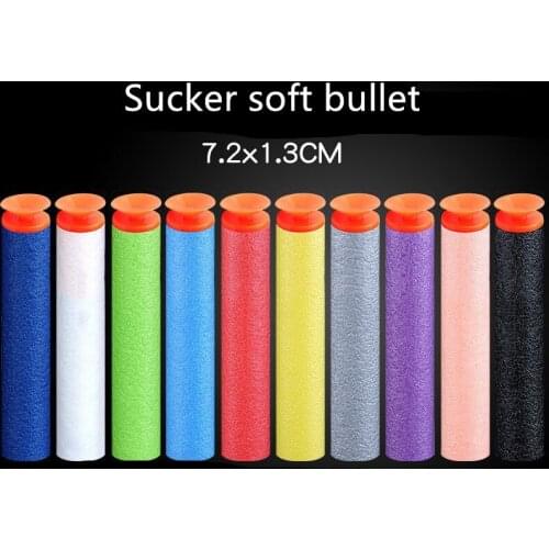 100PCS 7.2*1.3CM Sucker Bullets FOR NERF Bullets Nerf Magazine Refill Darts Toy Gun Foam EVA Suck Up Bullets Boy Gun