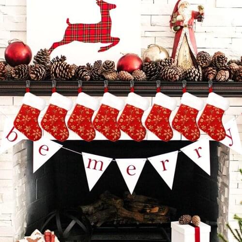 12pcs/set Christmas Stockings Hanging Christmas Tree Decoration Ornaments New Year Candy Bag Gifts Socks Fireplace Xmas Ornament