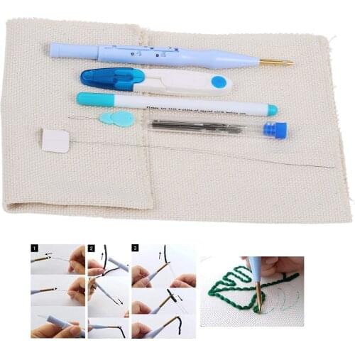 16pcs Punch Needle Embroidery Kits Adjustable Rug Yarn Punch Needle,Large Embroidery Pen with Punch Needle Cloth Sewing Tools