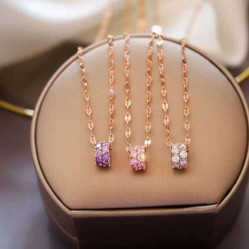 2021 Trendy Crystal Zircon Pendant Women Necklace Luxury Elegant Stainless Steel Ladies Chokers Necklaces Female Jewelry Gift