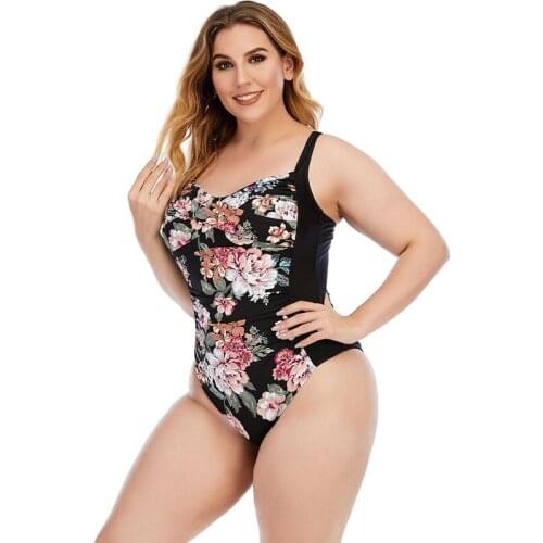 2021 New Fashion Ladies Plus Size Plus Fat Printing One-piece Swimsuit Swimsuit Bikini XXL