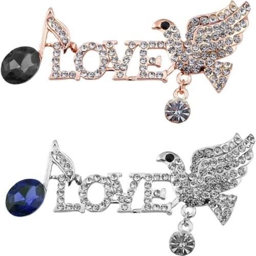 50 pcs/lot free shipping Fashion Beautiful Rhinestone Pigeon Bird Crystal Gold Plated Animal Brooch Pin