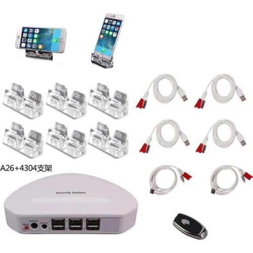 6 ports Anti-theft display bracket security controller system for mobile phone shops to secured displays