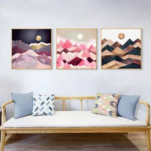 Colorful Mountain and Sun Rise Simplicity HD Print Abstract Wall Poster Canvas Painting and Picture for Living Room Bedroom Deco
