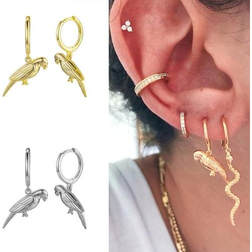 GS Peace Pigeon Pendant Hoops Earrings For Woman Girls 925 Sterling Silver Round Earring Pendiente Fine Jewelry