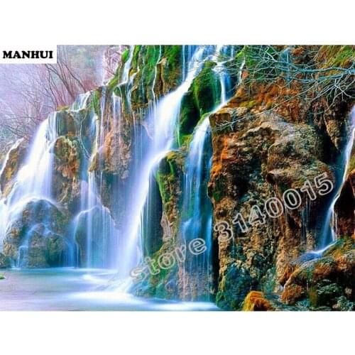 Diamond embroidery Landscape waterfall Diy Diamond painting house 3d Diamond mosaic square icon Paste the whole picture BCD311