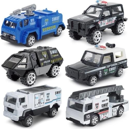 Car toys set 1:87 mini fire military special model children pocket toys comes W/6 styles mixed DIY 3D Model Building boys toys