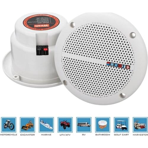 AUTO -1 Pair Waterproof 25W Full Range Marine Boat Ceiling Wall Speakers Lawn Garden Water Resistant Install Speaker