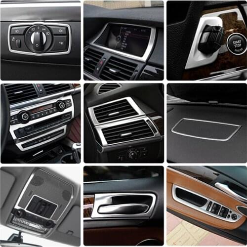 Car Inner Gearshift Air Conditioning CD Panel Door Armrest Cover Trim Car Stickers Accessories for BMW X5 X6 E70 E71 2008-2013
