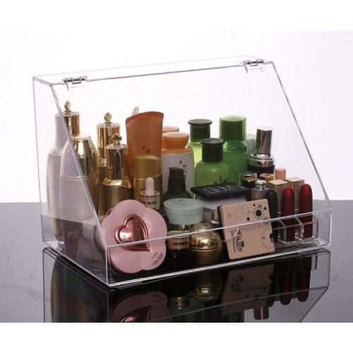 Large Clear Acrylic Cosmetic Organizer Makeup Storage Box Desktop Dust-proof Skin Care Makeup Tools Box Lipstick Holder Case