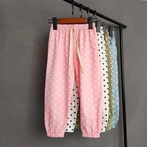 Kids Girls Pants Children Thin Section Translucent Polka Dot Pants Baby Girls Cool Summer Against Mosquito Bites Trousers