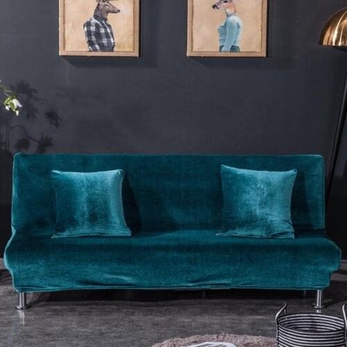 1PC Sofa Cover No Armrest Blue All-inclusiv Folding Flannel Sofa Bed Protector for Living Fundas Para Sofás Bench Seat Slipcover