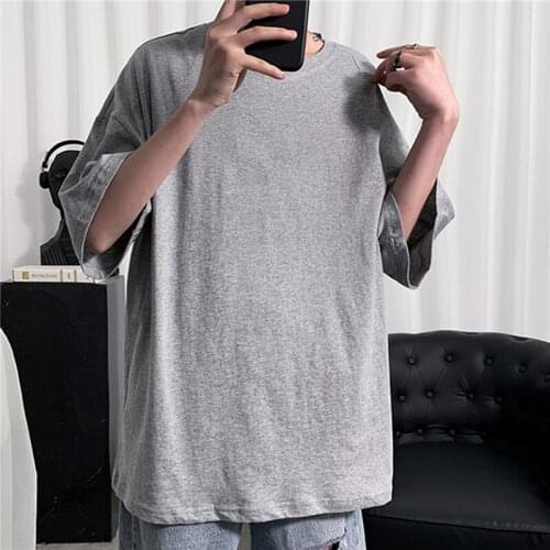 Mens T-shirt Half Sleeve Solid Tops For Male Fitness Loose Fashion Simple TShirts Harajuku O-neck Shirts Designer Tees Top