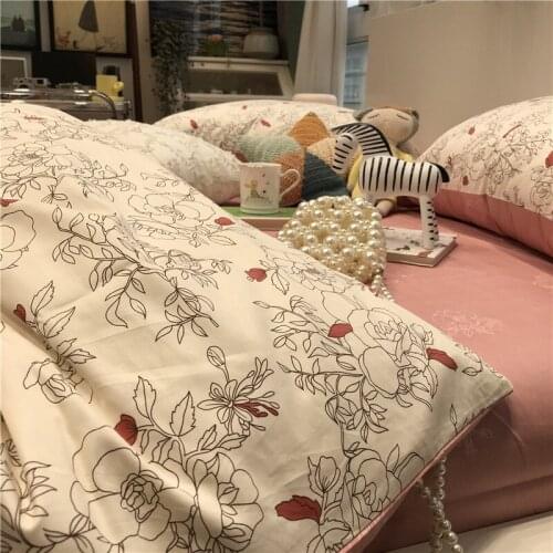 Artistic American Bedding Set Duvet Cover Bed Sheet Four-piece Set Pure Cotton Simple Pastoral Floral Simple and Elegant Bedding