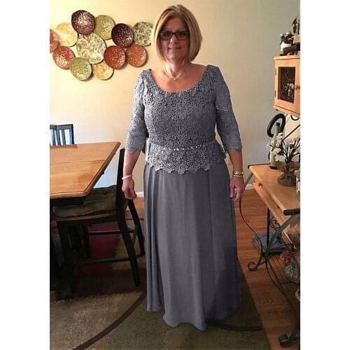Exquisite Lace Chiffon Scoop Neckline Floor-length A-line Mother Of The Bride Dresses With Beadings