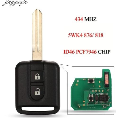 Jingyuqin 433Mhz ID46 PCF7946 Chip Remote Control Car Key For Nissan Elgrand X-TRAIL Qashqai Navara Micra Note NV200 2 Button