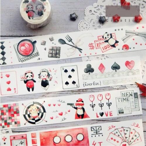 Black and Red Panda Washi Tapes Bullet Journal Masking Tape Adhesive Tape DIY Scrapbooking Washi Stickers