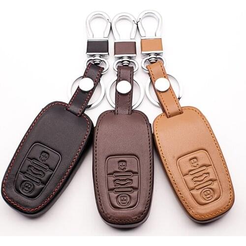 Leather Car Key Holder Keyboard cover Key cases for Audi A3 A5 Q3 Q5 Q7 A6 C5 C6 A4 B6 B7 B8 TT 80 S6 car key case protect shell