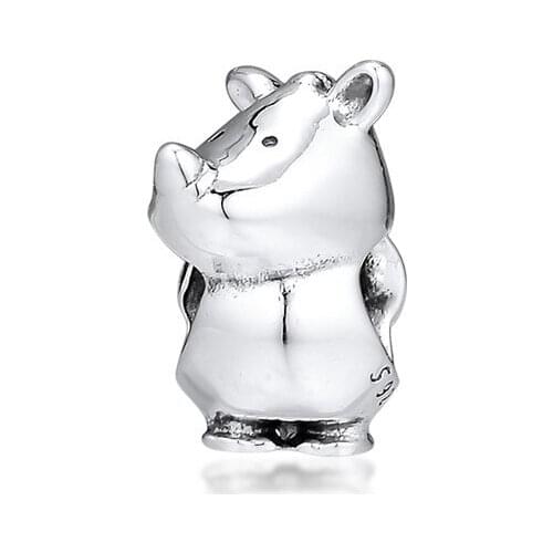 Summer Animal RINO THE RHINOCEROS CHARM Fits European Silver Bracelets Woman DIY 925 Silver Beads For Jewelry Making