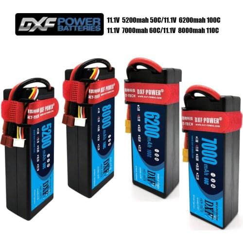 DXF Lipo Battery 3S 11.1V 5200mah 6200mah 7000mah 8000mah 50C 100C 60C 110C HardCase for 1/10 1/8 truggy Buggy RC Car truck