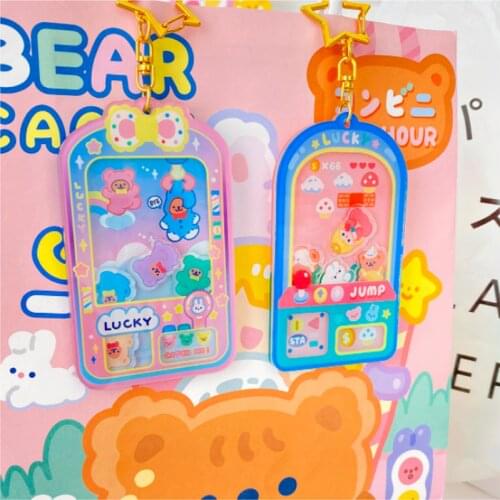 Cute Key Chains Cartoon Bear Key Ring Catch The Doll Shake Le Quicksand Keychain Student Bag Pendant Accessories 2021 New
