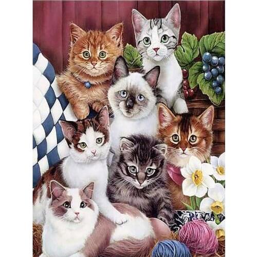 Cute Cats Animal Diamond Painting Round Full Drill Nouveaute DIY Needlework Mosaic Embroidery 5D Cross Stitch Picture