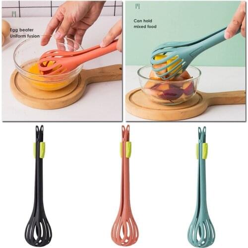 Multifunctional Egg Beater Mixer Drinks Whisk Stirrer Nylon Noodle Tongs Pasta Spaghetti Tongs Food Clips Kitchen Tools 3 in 1