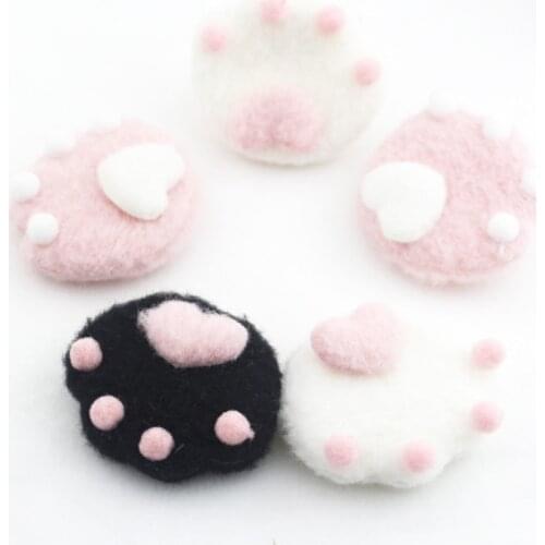 10PCS/Lot 5.5*5cm cartoon Plush Cat paw print Padded Applique Crafts for Children Socks and Gloves Accessorie