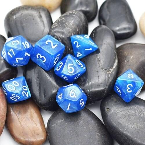 DND Dice Set D4 D6 D8 D10 D% D12 D20 Blue Glitter Polyhedral Dice for Dungeons and Dragon Role Playing Board Game D&D TRPG MTG