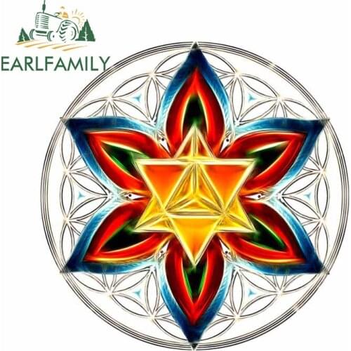 EARLFAMILY 13cm x 12.5cm Decal for Merkaba Flower Of Life Car Sticker Personality Car Assessoires Refrigerator Occlusion Scratch
