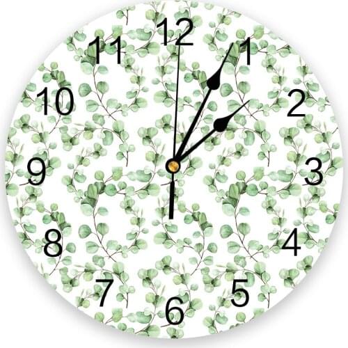 Eucalyptus Leaf Plant 3D Wall Clock Modern Design Brief Living Room Decoration Kitchen Clock Art Wall Watch Home Decor