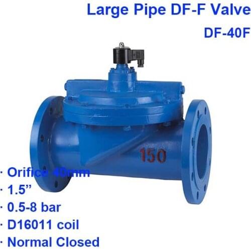 Normally close Large Flow Caliber Flange Solenoid Valve DF-40F BSP Port G1.5" 0.5-8bar Orifice 40mm