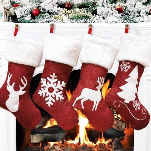 Christmas Santa Claus Socks Candy Gift Bag Ornament Party Xmas Tree Hanging Christmas Socks Decoration