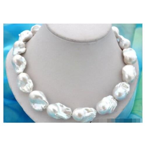 Charming 18-25mm natural south white pearl necklace 18inch Yellow CLASP