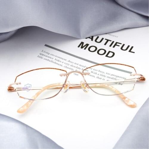 Frameless Glasses Fashion Womens Special Custom Decorative Anti-blue Glasses Custom Prescription Lens Myopia Progressive