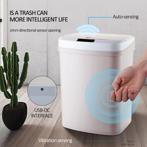 15L Rechargeable Home Intelligent Automatic Induction Electric Rubbish Trash Can Smart Waste Bins Ashbin Kick Barrel Trash Can