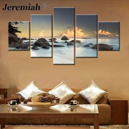 Nordic Distance Clouds Natural Scenery Canvas Poster Seaside Stone Painting Wall Art Modern Home Living Room Decoration