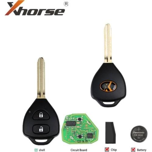 Xhorse VVDI2 Wire Remote Key XKTO05EN for Toyota Flat 2 Buttons Triangle 1Piece