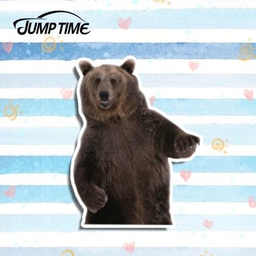 Jump Time 13cm x 10cm Dancing Brown Bear Decal Funny Car Styling Vinyl Animal Graphic Window Bumper Decor Animal Car Stickers