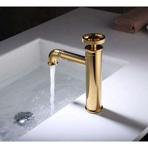Luxury Gold Brass bathroom sink faucet Cold hot water basin mixer faucet Top Quality copper Bathroom tap Industrial style
