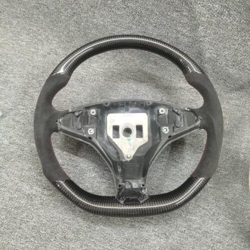 Carbon Fiber Steering Wheel With Anti Slip Leather For Tesla Model S Model X 2016 2017 2018 2019 2020 2021