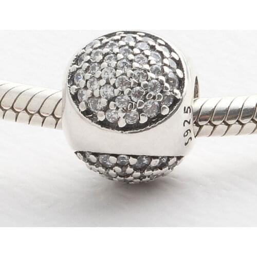 Authentic S925 Bead DIY Jewelry Dazzling Droplet Charm fit Lady Bracelet Bangle Pave Clear CZ Girl Gift