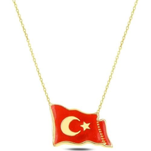 Silver Turkish Flag Necklace