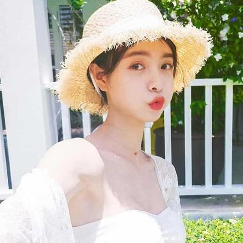 Fashion Handmade Women Summer Sun Hat Beach Raffia Straw Hat Temperament Flat Straw Hats Outdoor sombrero playa